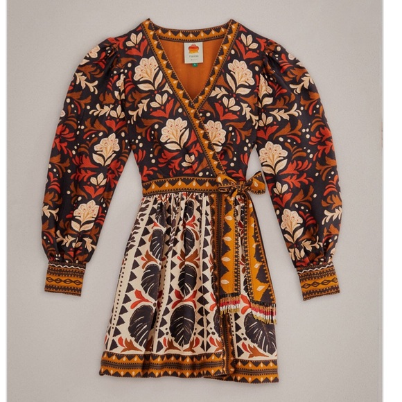 FARM Rio Tapestry Garden Multicolor V Neckline Mini Dress - Picture 3 of 12